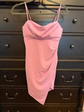 Emerald Sundae Pink Cowl Neck Spaghetti Strap Mini Dress